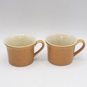 Premiere Durastone Orange P9200 Tea Coffee Cup Mid Century Set of 2